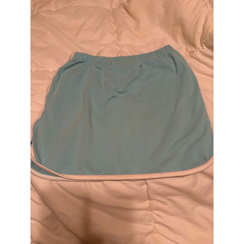 Light Blue Floral Trim Skirt – XL Cotton Blend - Picture 2 of 4